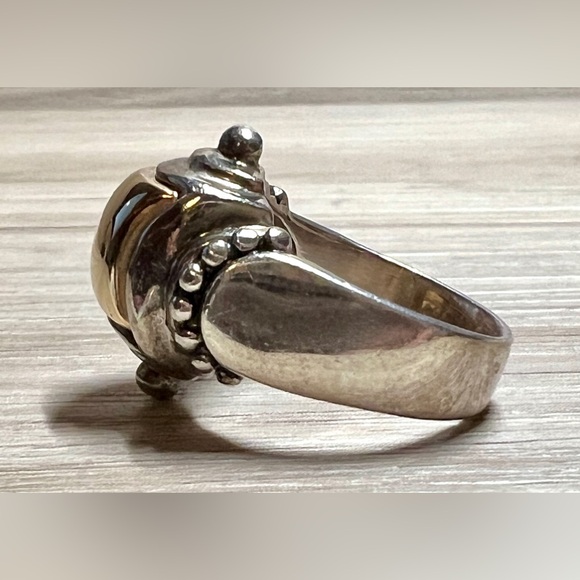 Vintage Designer ESPO Sterling Silver & 14K Yellow Gold Ring, Size 6, 8.1g - Picture 3 of 10